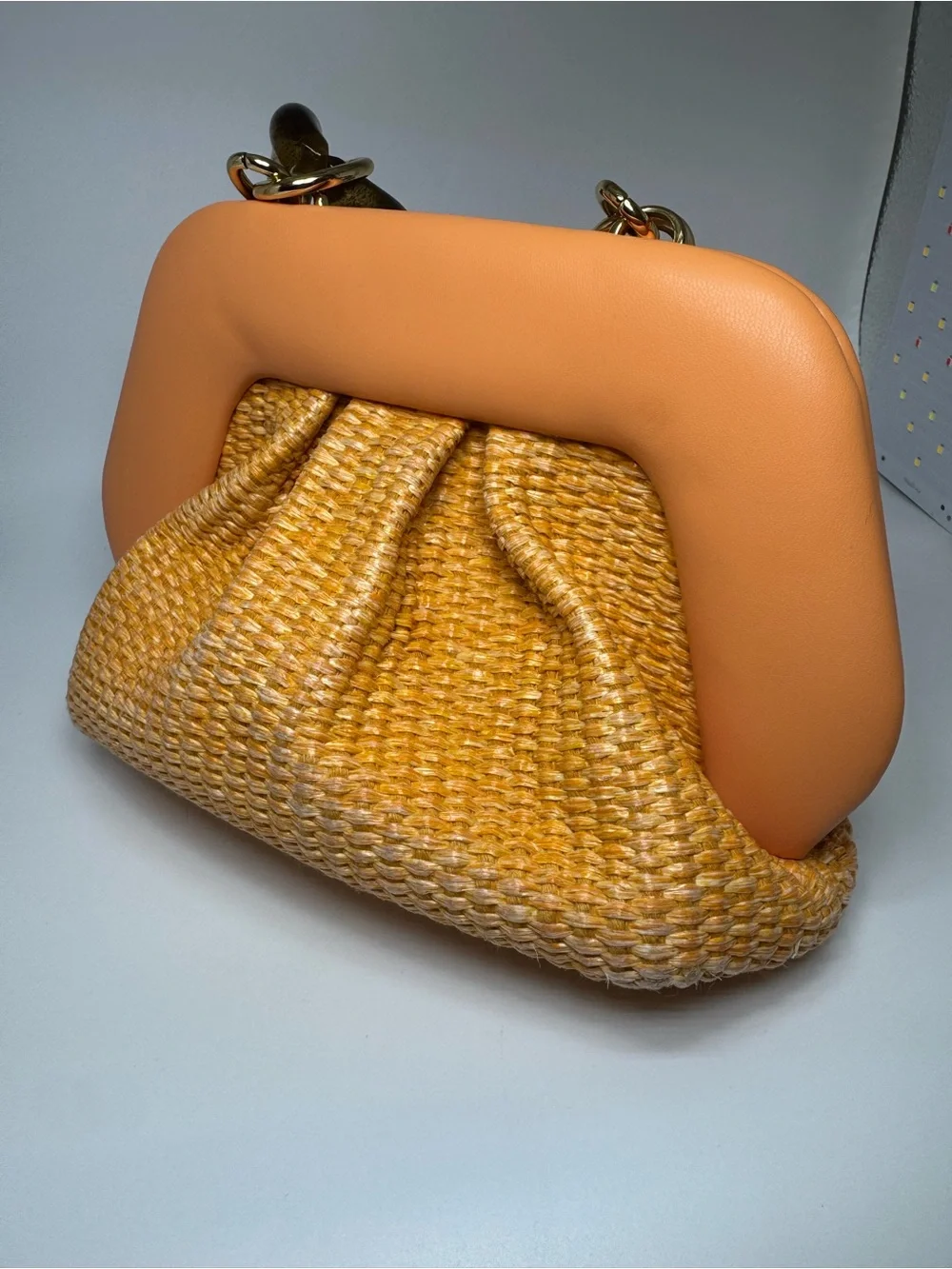 THEMOIRÈ Gea Straw Clutch Bag Orange Collectible luxury - Picture 5 of 12
